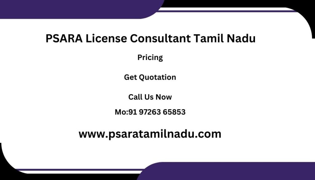 PSARA License Charges in Tamil Nadu